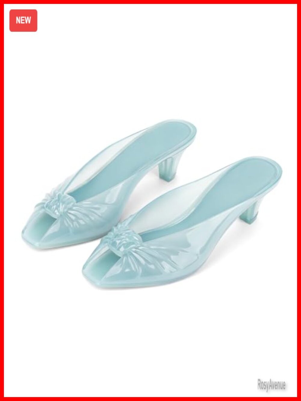 Clear Jelly Mule Kitten Heel Sandals Slip On Waterproof Women's Summer Shoes